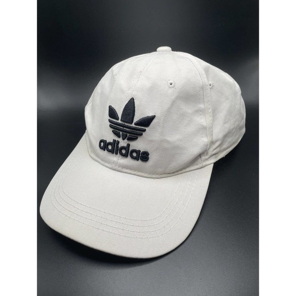 adidas Other - Adidas Hat Cap Strapback White Black Trefoil Logo Spell Out Adjustable Mens
